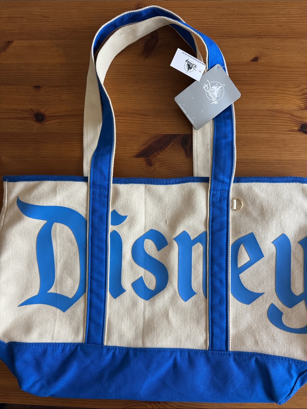 Disney Disneyland Resort Large Canvas Tote in Cream with Bright Blue Accents